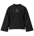 GHAYB Long Sleeve — Black — Front — THE STILL, smooth heavy cotton, transparent background