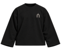 THE TRACE black — flat lay front, smooth cotton, plain hems