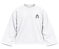 THE TRACE White — flat lay front, smooth Milton cotton, plain hems