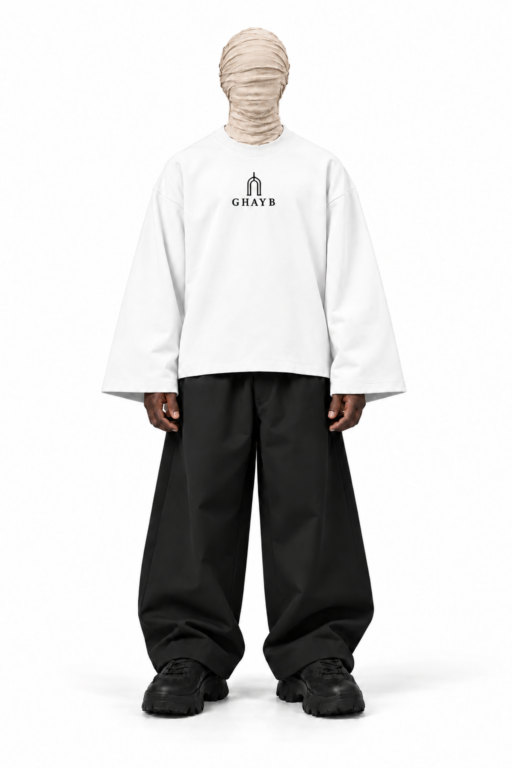 GHAYB Long Sleeve — White — 01-front