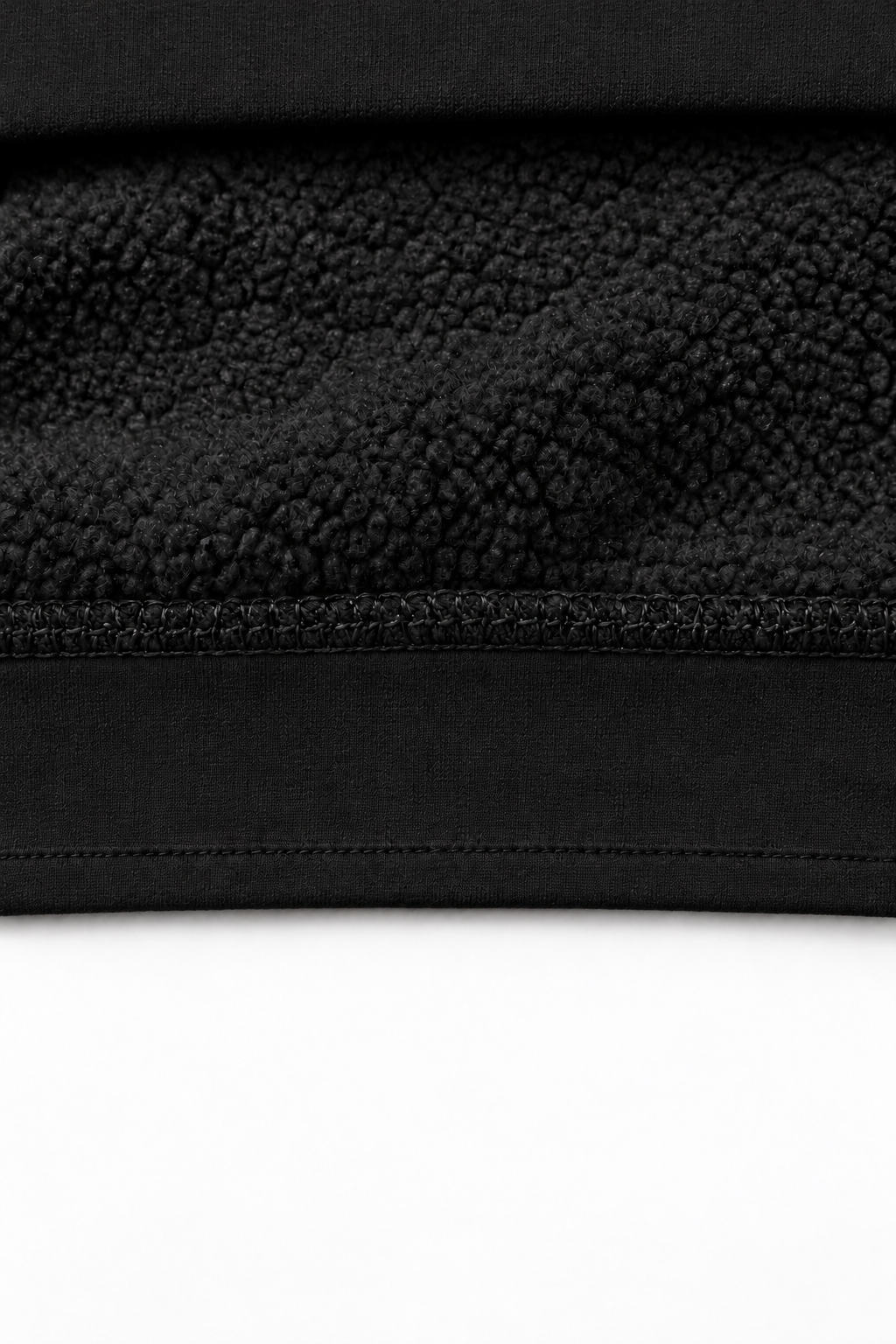 GHAYB Long Sleeve — Black — Fabric — THE STILL, smooth plain hem, no ribbing