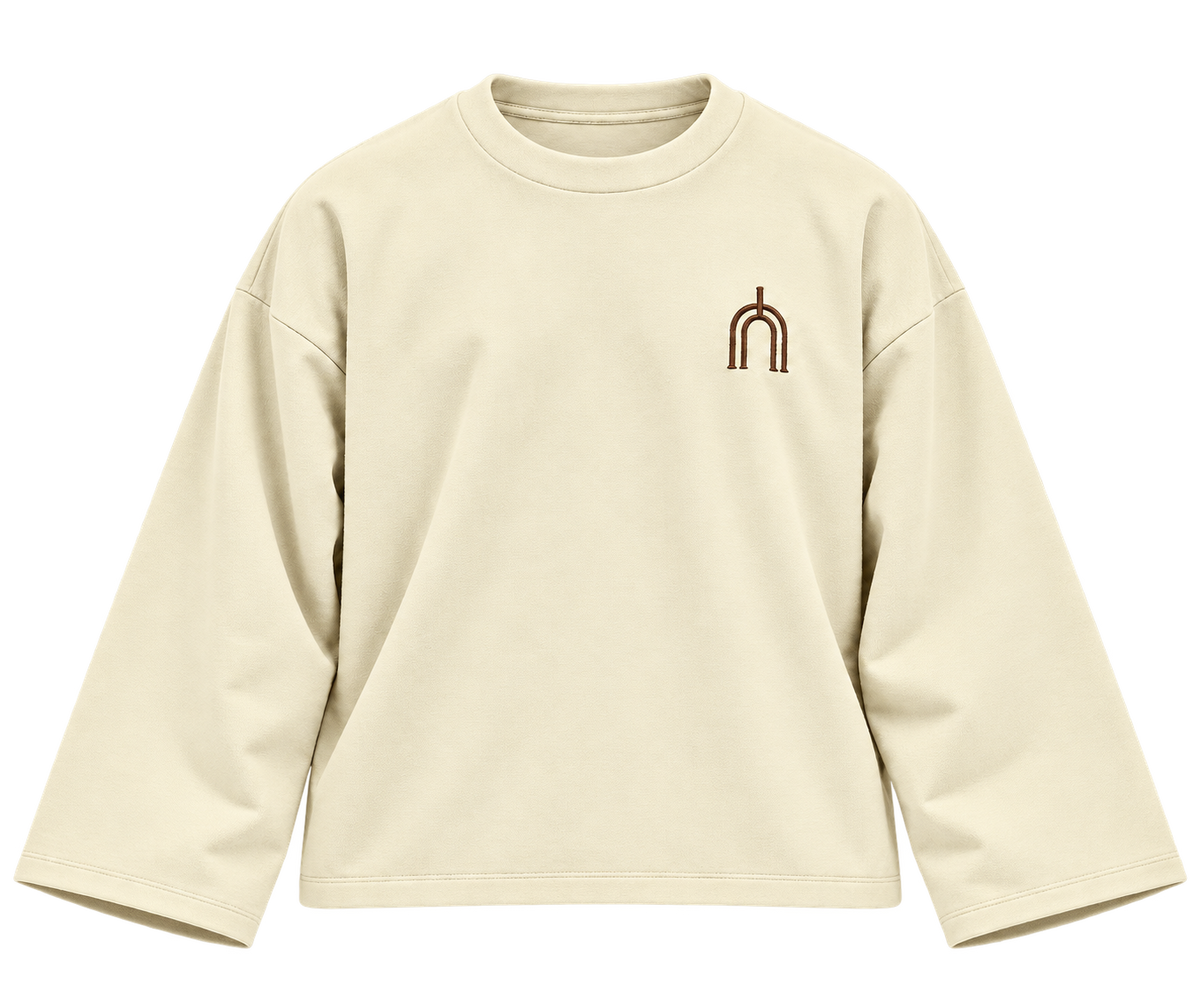 THE TRACE Cream — front, approved cream smooth cotton, no ribbing