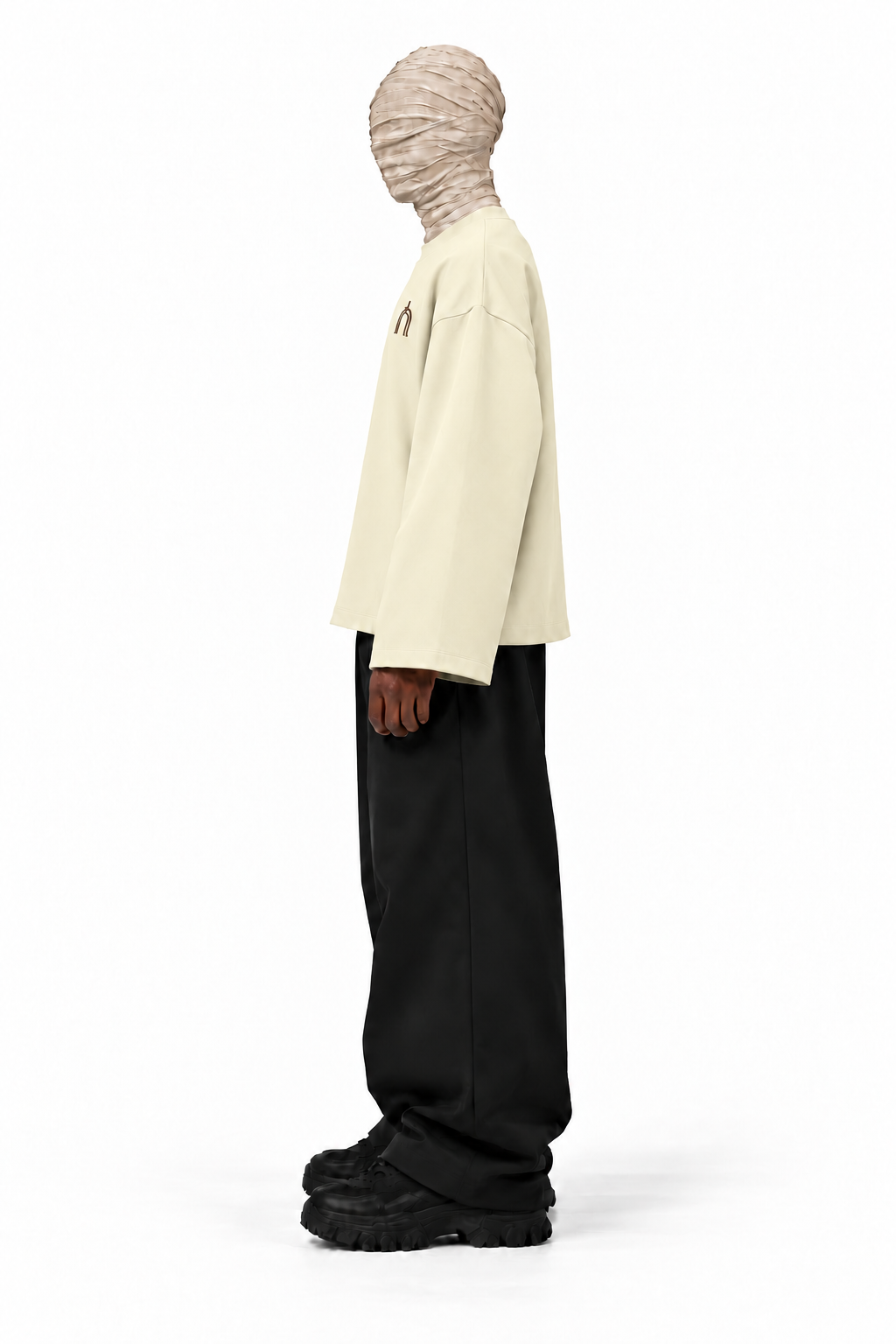 THE TRACE Cream — male-side, approved cream smooth cotton, no ribbing