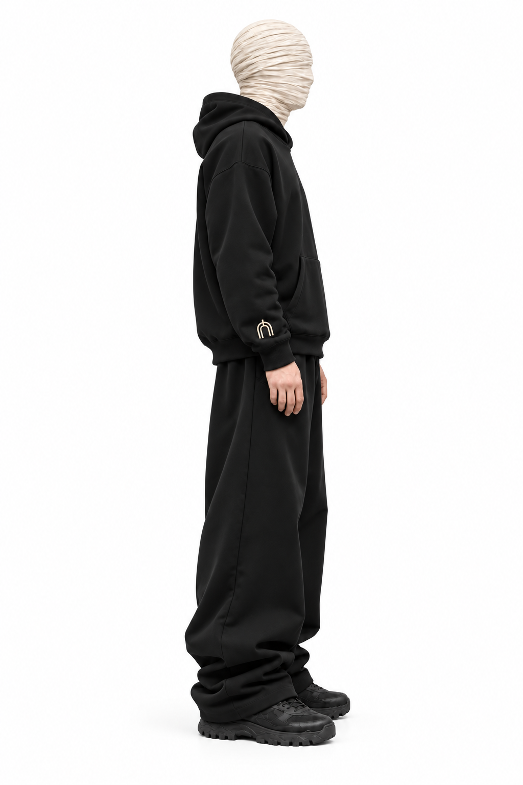 THE UNSEEN black hoodie — clean side view