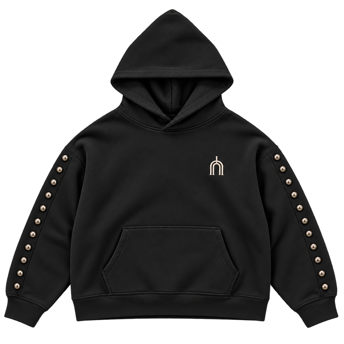 THE VEIL black — flat lay front, smooth cotton, transparent background