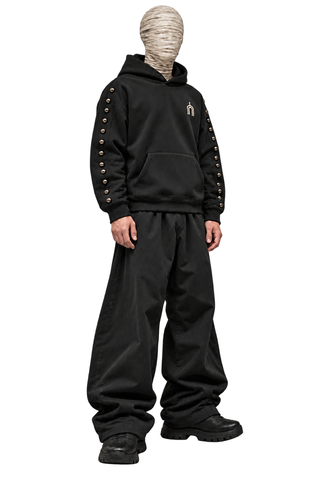 THE VEIL black — male front angle hood down